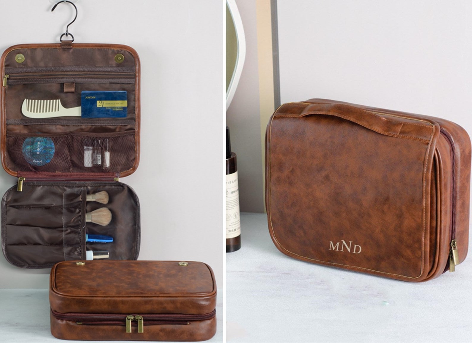 Personalized Hanging Travel Toiletry Bag, Bathroom Cosmetic Organizer ...