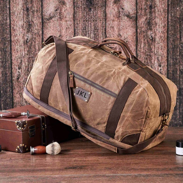 Waxed Canvas Duffel Bag Convertible Travel Backpack, Waterproof Canvas Weekender Duffel Backpack, Best Man Gift for Him, Christmas Gift