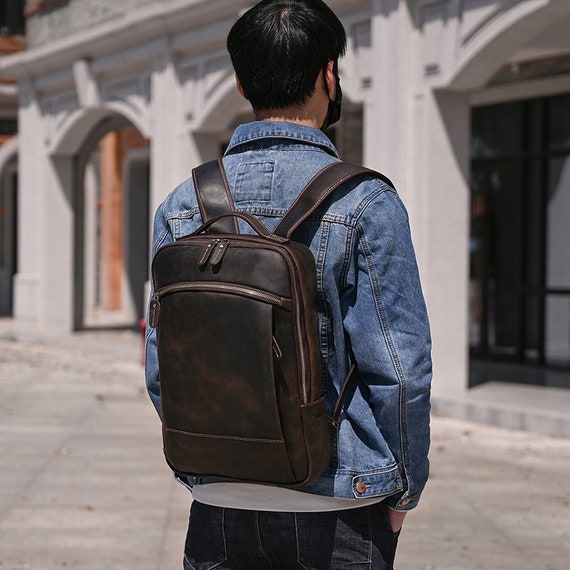 Personalized Full Grain Leather Backpack Men Leather Travel Backpack Laptop Backpack Best Gift for Him Dad Gift Father s Day Gift Etsy Canada