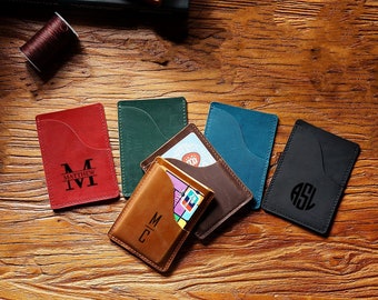 Personalized Leather Card Holder, Engraved Wallet, Groomsmen Gift