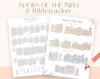 LIBROS de la BIBLIA + Rastreador Bíblico (antiguo y nuevo testamento) - Archivo de descarga instantánea - Planificador digital - Registro de lectura de la Biblia imprimible