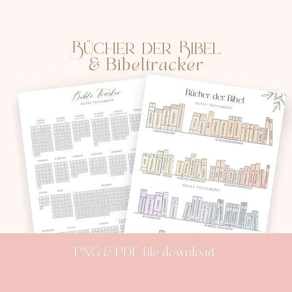 BÜCHER DER BIBEL & Bibel Tracker: Altes + Neues Testament / Sofort download zum Ausdrucken / Digitale Datei Print