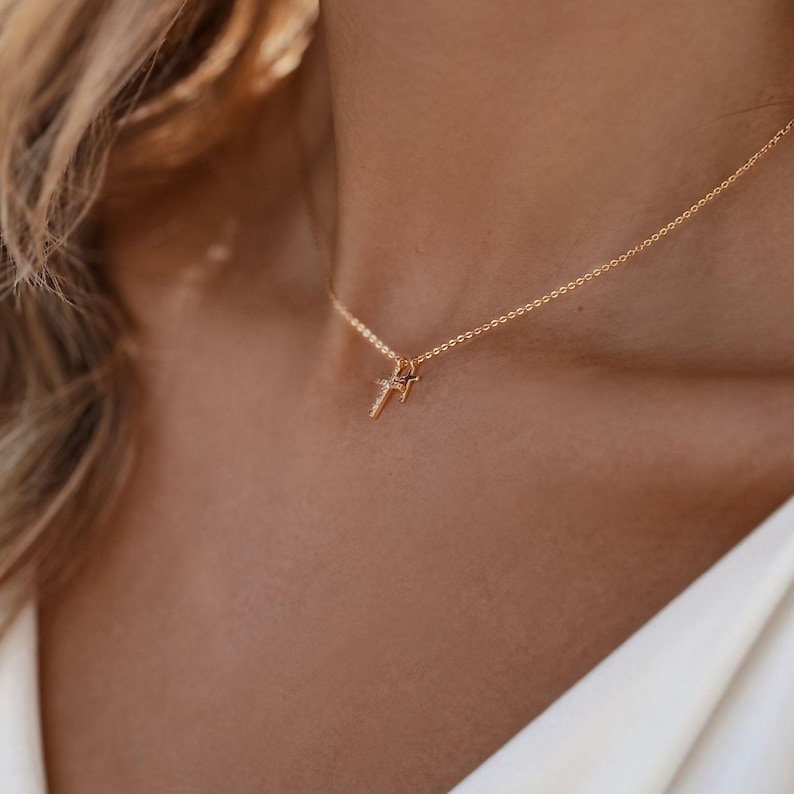 Geschenk zur Konfirmation Mädchen Kreuzkette gold 18k vergoldet wasserfest