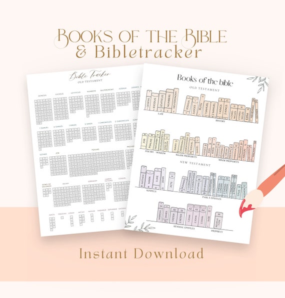 BOOKS of the BIBLE + Bible Tracker (old & new testament) - Instant Download file - Digital Planner - Print / Bible reading log printable