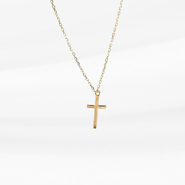 KREUZKETTE gold | Halskette mit Kreuz | Schmuck Geschenk christlich zur Taufe | 925er Sterlingsilber mit Goldbeschichtung 14 Karat Gold