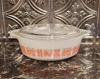 Rare Vintage Pyrex Pink Amish Butterprint Casserole with Lid
