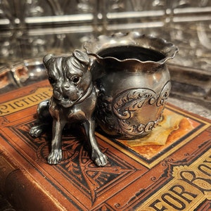 1800’s Victorian Derby Silver Co Bulldog Figural Toothpick/Match Holder