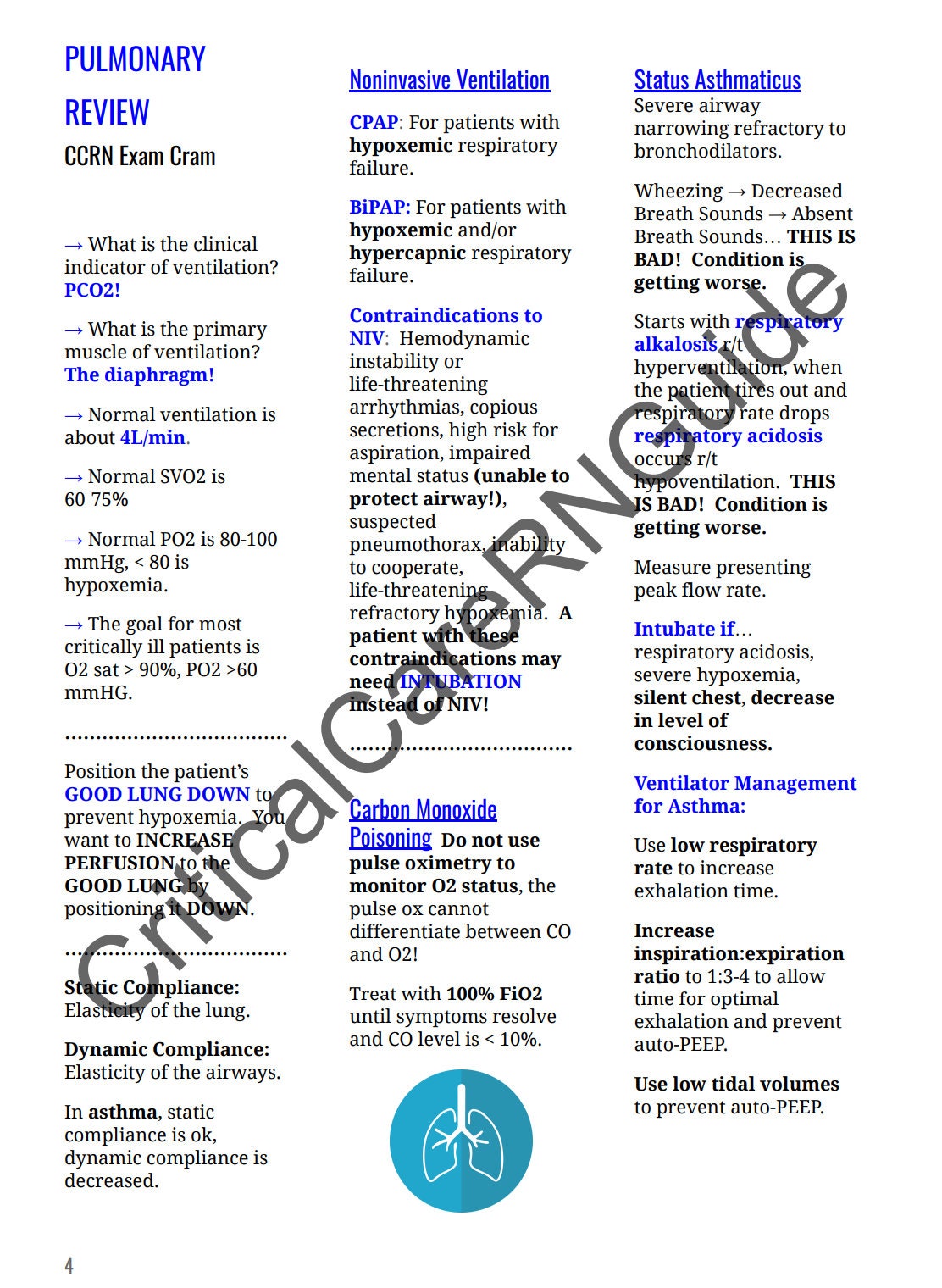 Ccrn Normal Values Guide CCRN Study Guide - Etsy