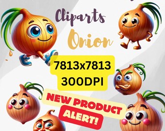 Funny 3D Onion Clipart Pack: Pixar Style (Digital Download)