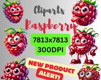 Juicy Raspberry Illustrations Pack | High-Resolution 300DPI Berry Cliparts for Creative Projects