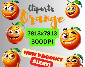 Sunny Orange PNG Collection | Whimsical Orange Graphics for Crafting and Design | 300DPI