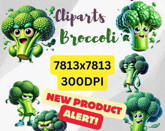 Funny 3D Broccoli Clipart Pack: 300 DPI Pixar Style (Digital Download)