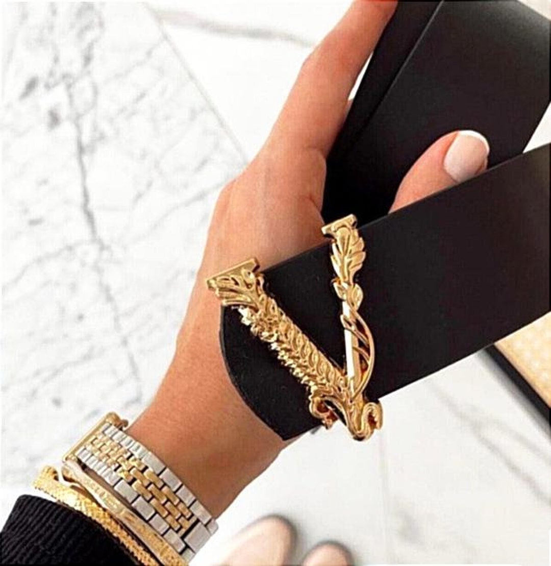 V Belt Buckle, Goldsilver, Authentic Belt Buckle ,gift Women's Belt