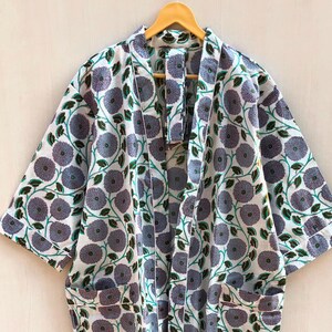 Floral Print Cotton Kimono Robe: Bridal Party Cover-Up