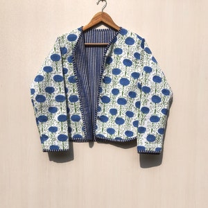 Block Printed Cotton Quilted Jacket: Handmade Boho Coat
