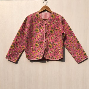 Block Printed Cotton Quilted Jacket: Handmade Boho Coat