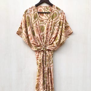Silk Kaftan Kaftan Boho Dress Gift Silk Caftan Night Gown Kaftan Paisely print Kaftan Plus Size Silk Kaftan Long Dress full length.