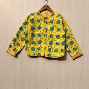 Block Printed Cotton Quilted Jacket: Handmade Boho Coat