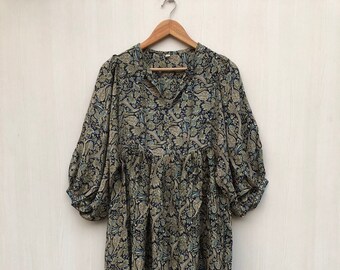 Silk Dress, Mini Dress, Floral printed Dress, Deep Neck with string closer Gift for her.