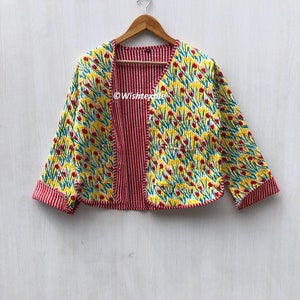 Block Printed Cotton Quilted Jacket: Handmade Boho Coat