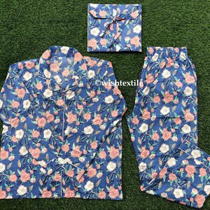 Hand Block Floral Print Pajamas: Pure Cotton Indian Night Suit