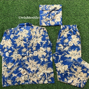 Hand Block Floral Pajama Set: Indian Cotton Night Suit