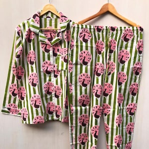 Indian Print Cotton Pajama Set: Handmade Night Wear