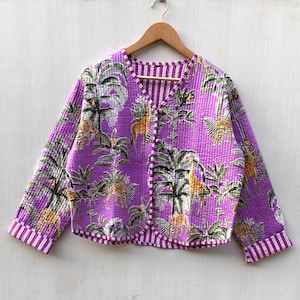 Block Printed Cotton Quilted Jacket: Handmade Boho Coat