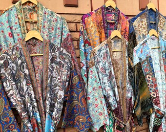 Wholesale Lot of 40 Piece Woman's Long Silk Kimono Robe Floral Kimono Silk Robes Vintage Kimono Silk Robe Wholesale kimonos Chirstmas gift.