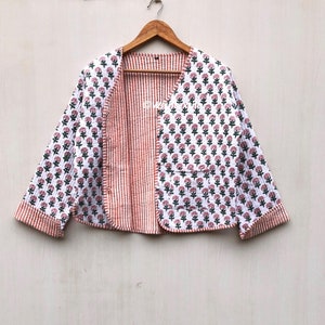 Block Printed Cotton Quilted Jacket: Handmade Boho Style