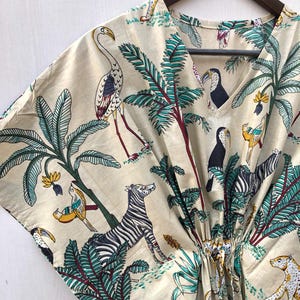 Floral Cotton Kaftan Dress: Indian Maxi Dress, Beach Cover-Up