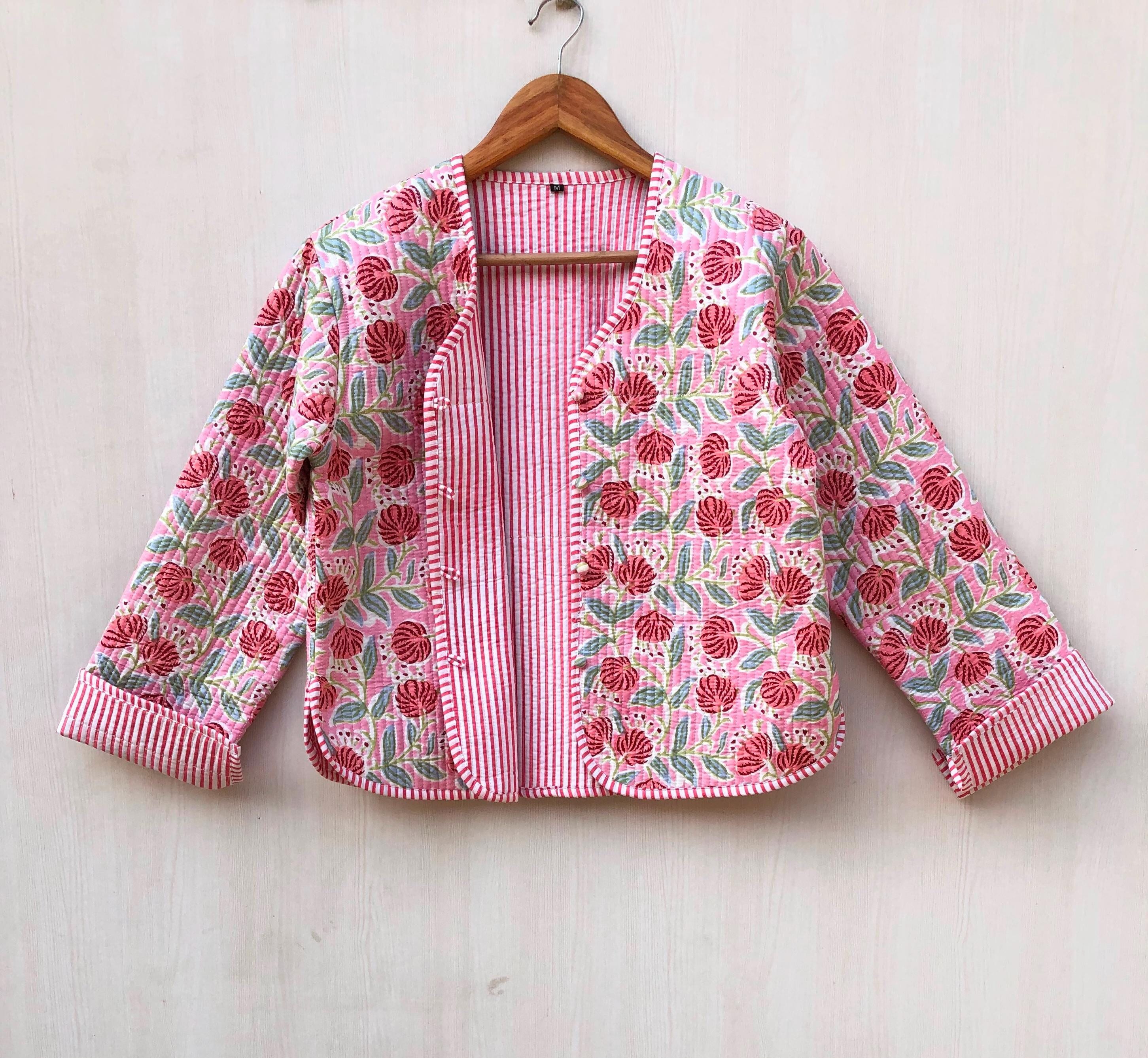 AMERI ★ INDIA BLOCK PRINT JACKET Block Printed Quilted Jacket: Indian Boho Style Handmade