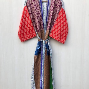 Vintage Silk Sari Kimono Robe: Indian Beach Cover Up