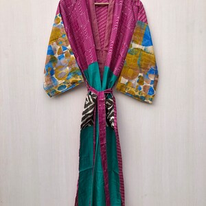 Vintage Silk Sari Kimono Robe: Indian Beach Cover Up
