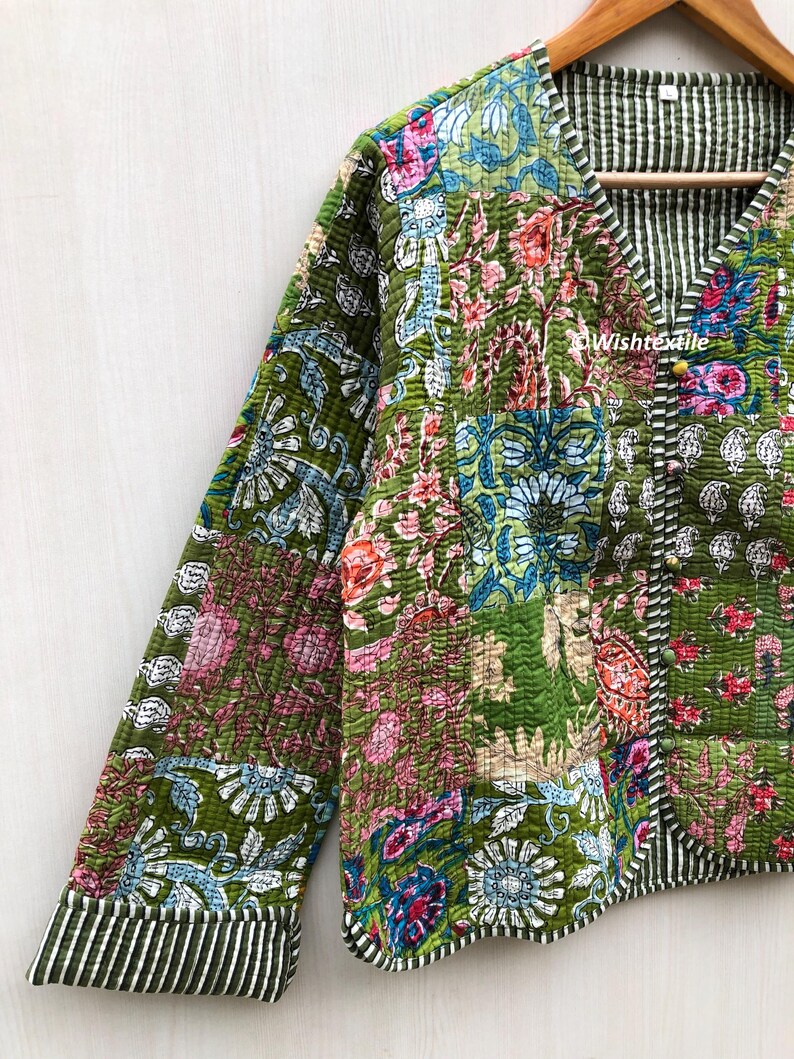 New Style Women's Quilted Jacket Block Printed Boho Style Quilted
