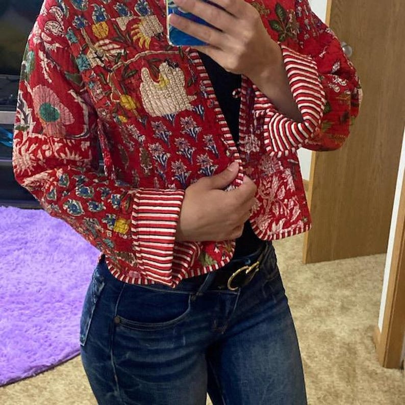 New Style Women's Quilted Jacket Block Printed Boho Style Quilted