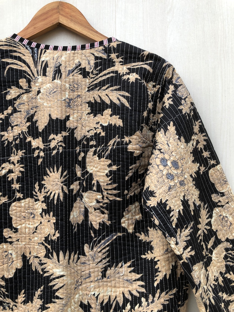 Indian Women's Quilted Jacket Block Printed Boho Style Quilted Handmade