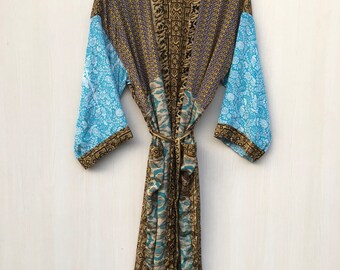 Vintage zijden sari-kimono: boho-strandkleed