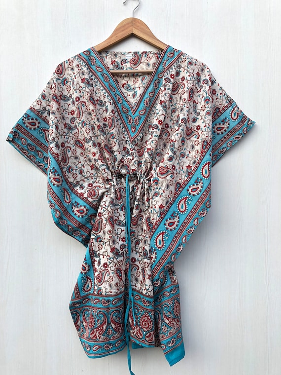 short kaftan night dress Womens Short Kaftan Nighty Polyester Beach Cover Up Floral Caftan Maxi Night Dress
