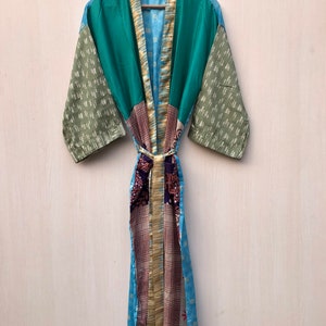 Vintage Silk Sari Kimono Robe: Indian Beach Cover Up