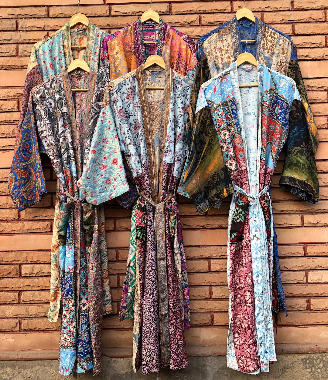 Wholesale Lot of 10 Piece Woman's Long Silk Kimono Robe