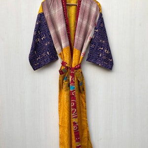 Vintage Silk Sari Kimono Robe: Indian Beach Cover Up