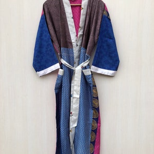 Woman&#39;s Clothing Long silk kimono, Boho Lounge Dress, Dressing gown, Vintage Kimono with Belt, Christmas Gift, Gifts for Her.