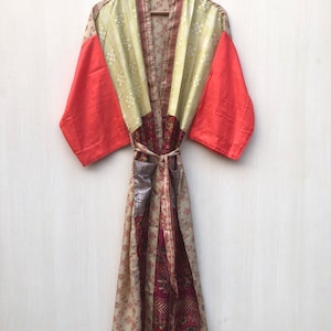 Vintage Silk Sari Kimono Robe: Indian Beach Cover Up