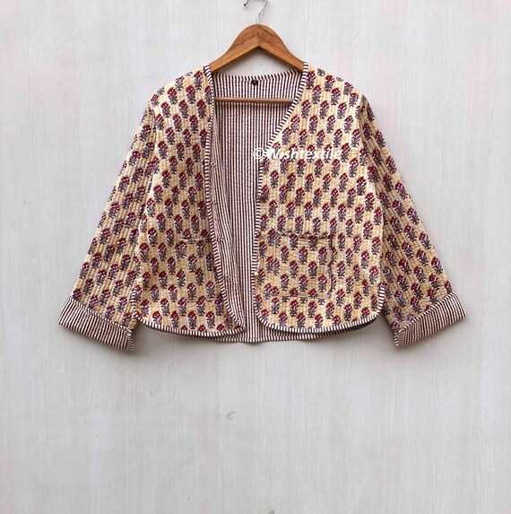 Quilted Handmade Jacket Block Printed Boho Style Quilted Handmade 