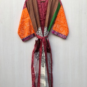 Vintage Silk Sari Kimono Robe: Indian Beach Cover Up