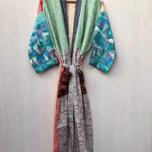 Vintage Silk Sari Kimono Robe: Indian Beach Cover Up