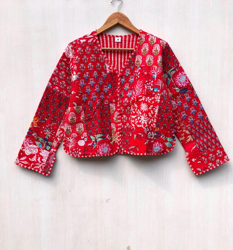 New Style Women's Quilted Jacket Block Printed Boho Style Quilted
