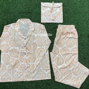 Hand Block Print Cotton Pajama Set: Indian Nightwear