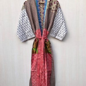 Vintage Silk Sari Kimono Robe: Indian Beach Cover Up